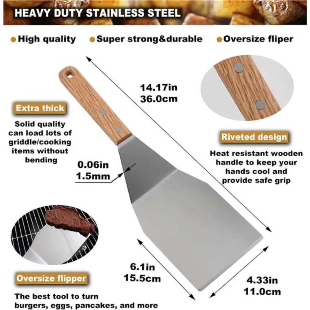 8pcs Professional Griddle Accessories Kit - Heavy Duty Stainless